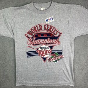 Vintage 1987 Minnesota Twins World Series Champions T Shirt Sz LG Single‎ Stitch